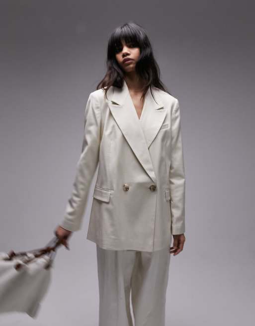 Topshop straight blazer in light sand - part of a set 