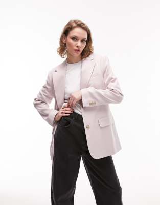 TOPSHOP STRAIGHT FITTING BLAZER IN LILAC - PART OF A SET-PURPLE