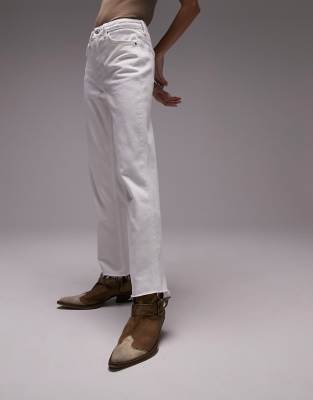 Topshop Straight Jean With Raw Hem In White