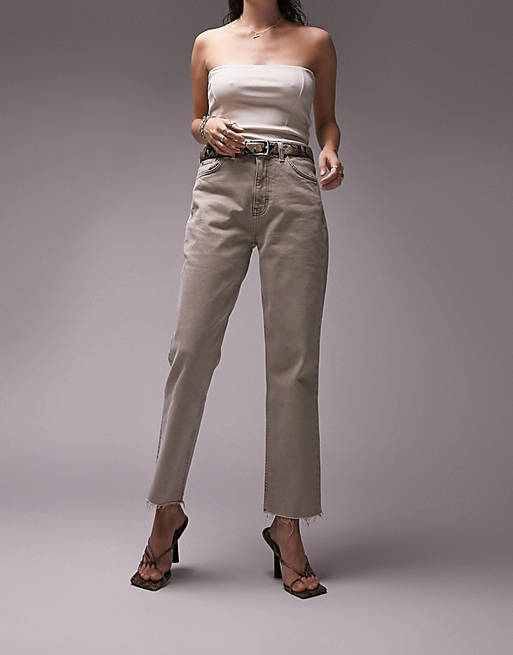  Topshop straight jeans in sand 