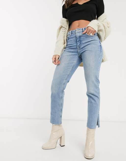 Straight leg split clearance jeans