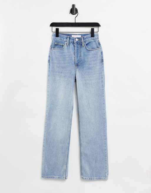 Topshop straight Kort jeans in light blue wash