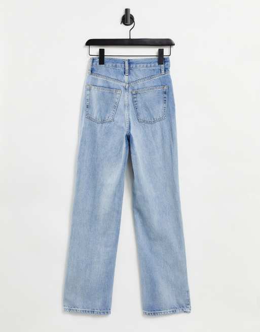 Topshop straight Kort jeans in light blue wash, 2 of 4