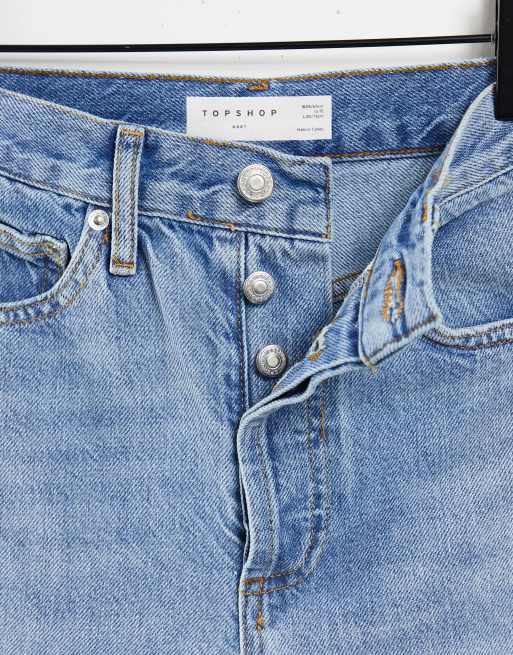 Topshop straight Kort jeans in light blue wash, 3 of 4