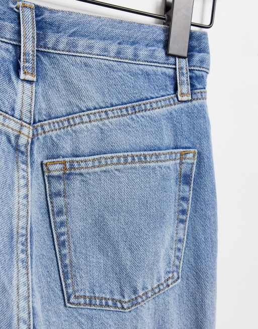 Topshop straight Kort jeans in light blue wash, 4 of 4