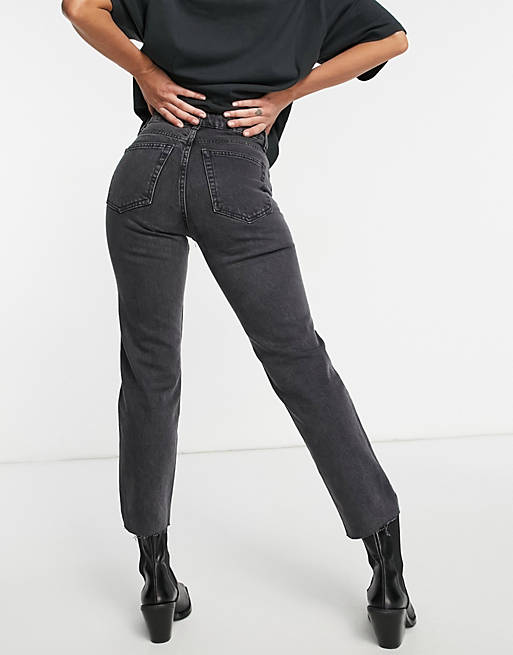 Women Topshop Straight leg jean in washed black 