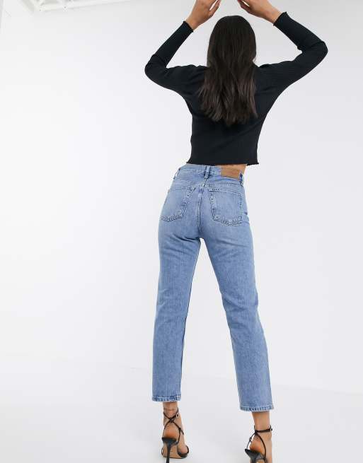 Bleach raw hem 2025 straight leg jeans topshop