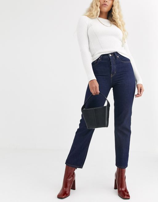 Dark denim clearance straight leg jeans