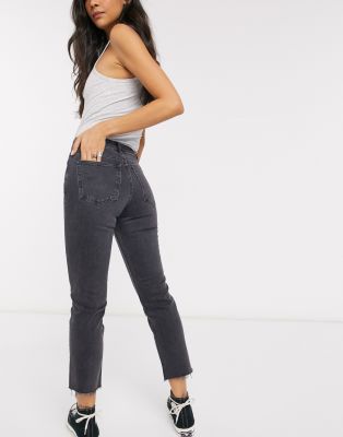 black washed straight leg jeans