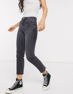 black washed straight leg jeans
