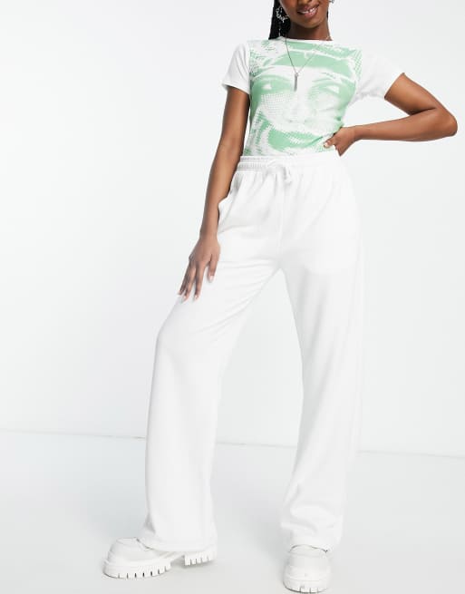 Topshop clean straight leg jogger in ecru