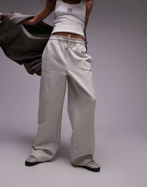 Topshop clean straight leg jogger in ecru