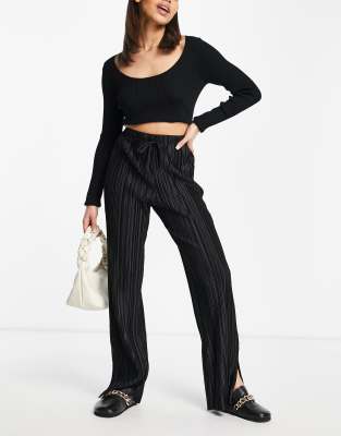 black plisse trousers