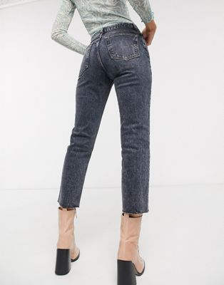 dark grey straight leg jeans