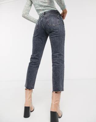 dark grey straight leg jeans