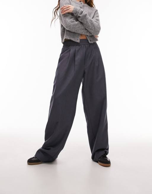 Topshop straight leg smart trackies in blue