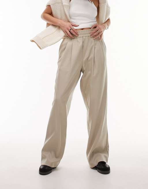 Topshop straight leg smart trackies in stone