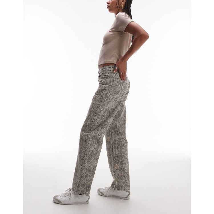 Snake Print Nylon Open Hem Pants sfs 最安価 Private brand by S F S Snake Print Nylon Open Hem Pants