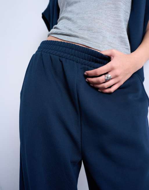 Topshop straight leg sweatpants in navy