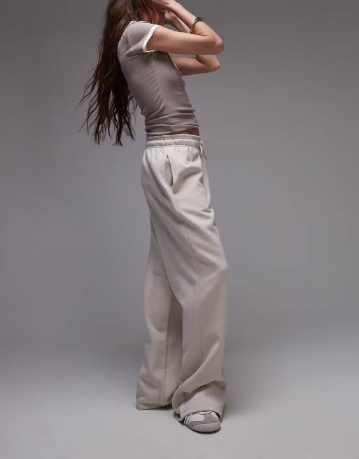 Topshop straight leg sweatpants in neutral | ASOS