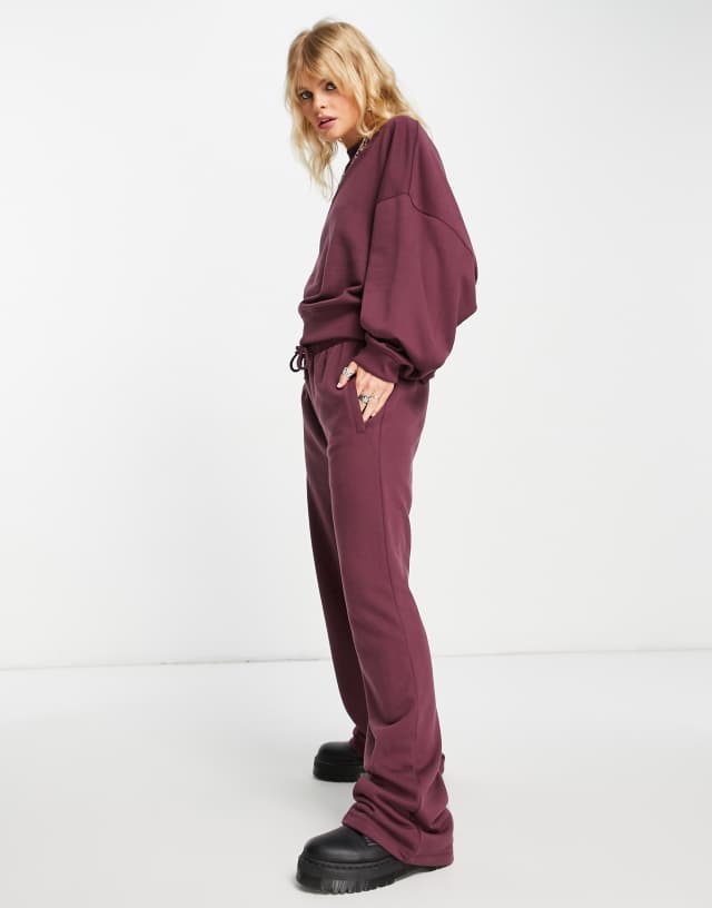 Topshop straight leg sweatpants in plum