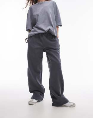 straight leg sweatpants in slate - part of a set-Gray