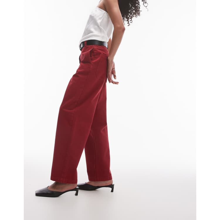 Red latex pants topshop store