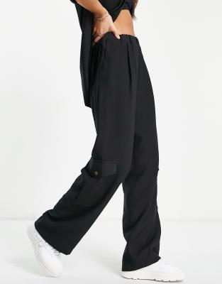 Topshop Pinseam Tailored Sweatpants In Black In Black