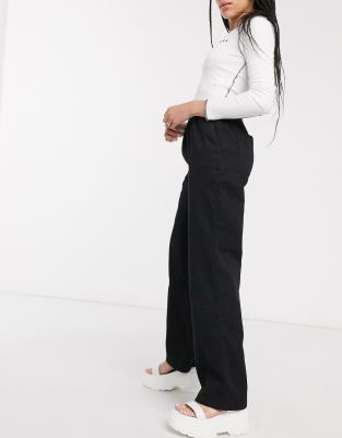 petite black utility trousers