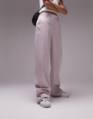 Shop Topshop Straight Slouch Pants With Patch Pocket In Lilac-purple