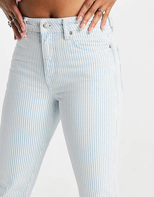 Women Topshop Straight stripe jeans in blue 