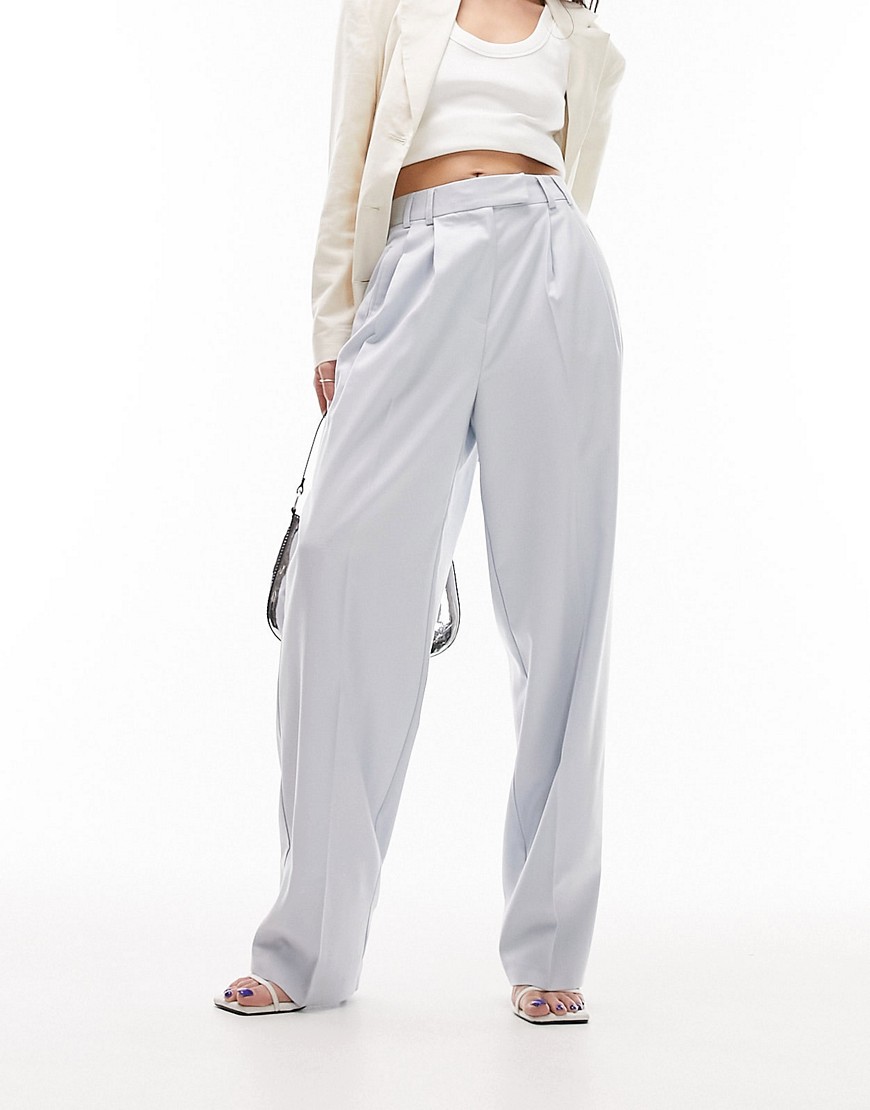 straight tailored pants in seafoam blue - part of a set