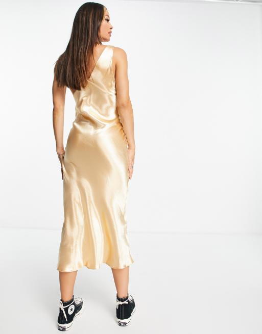 Topshop gold 2025 slip dress