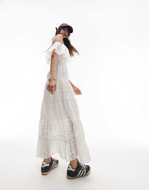 Topshop white embroidered outlet dress