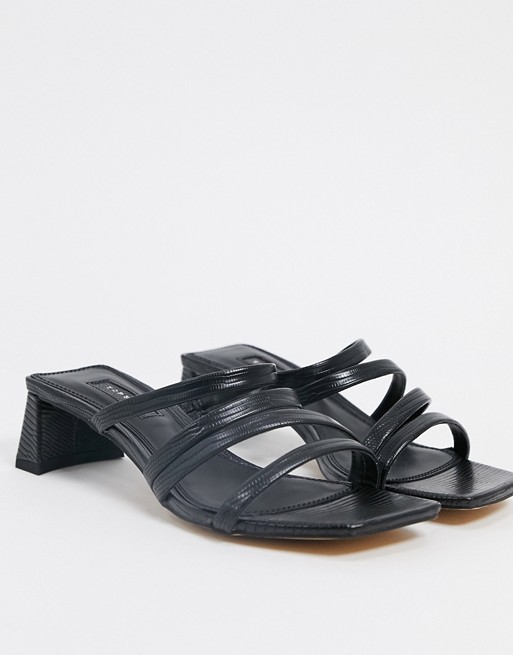 Topshop strappy heeled mules in black