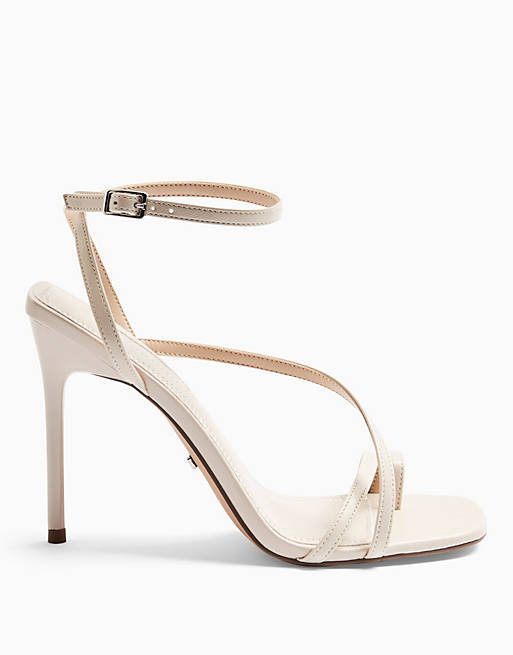 Topshop strappy heeled sandals in pink