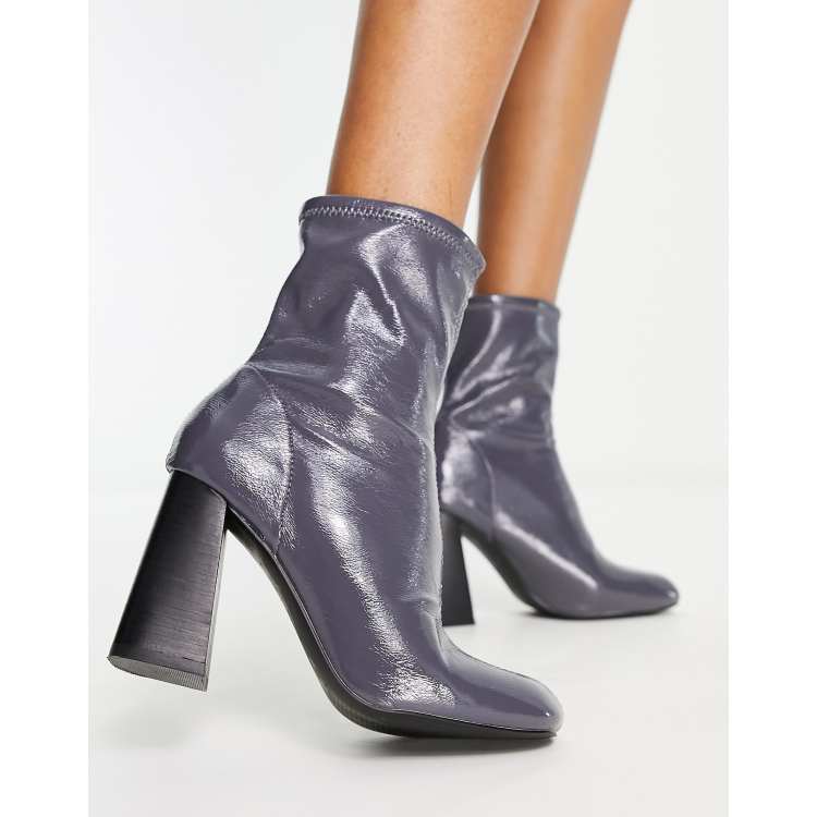 Topshop stretch boots in grey | ASOS