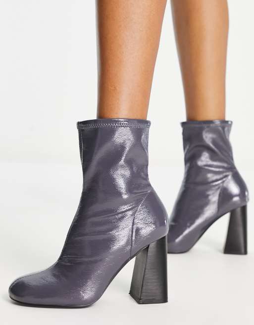 Topshop stretch boots in grey | ASOS