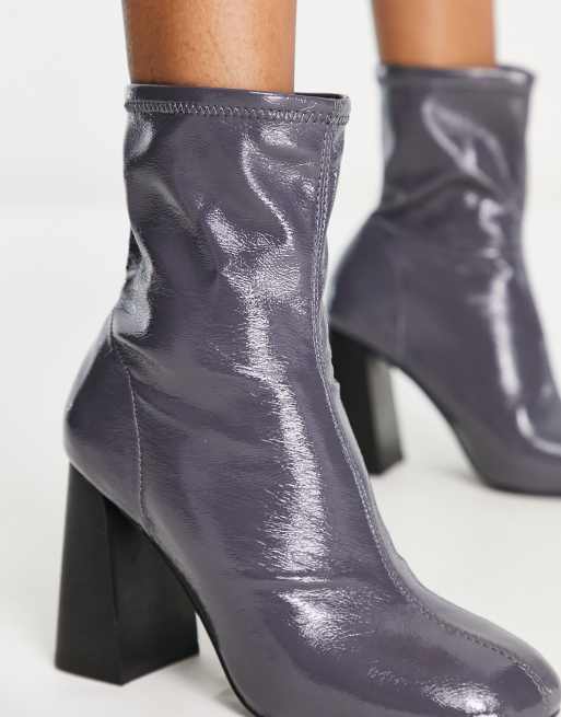 Topshop stretch boots in grey | ASOS