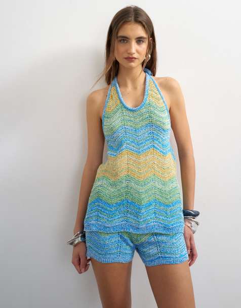 Topshop – Strick-Set in Blau gestreift - view 1