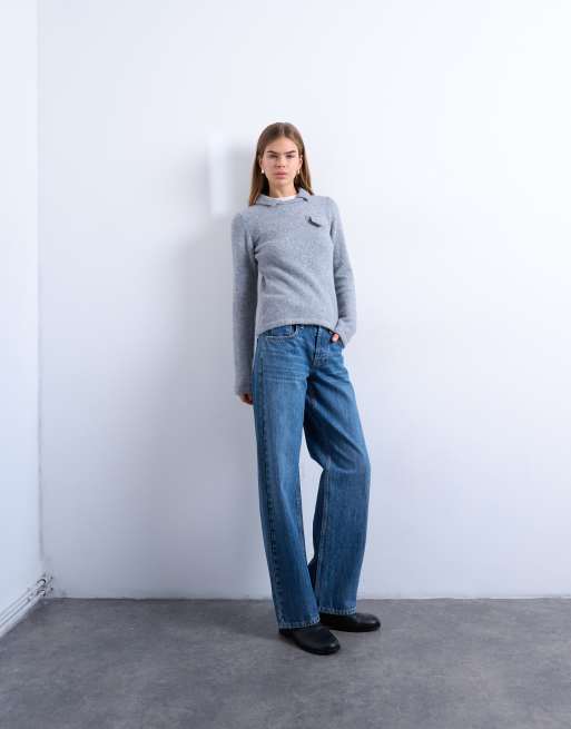 Topshop – Strickpullover mit Kragen und langen Ärmeln, 2 von 4