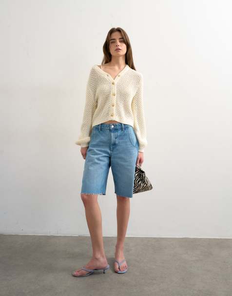Topshop - Strikket cardigan med åbne syninger i hvid - view 1