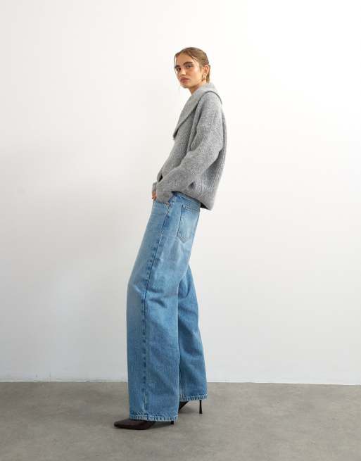 Topshop strikket cardigan med sjalskrave i smoke, 2 af 4