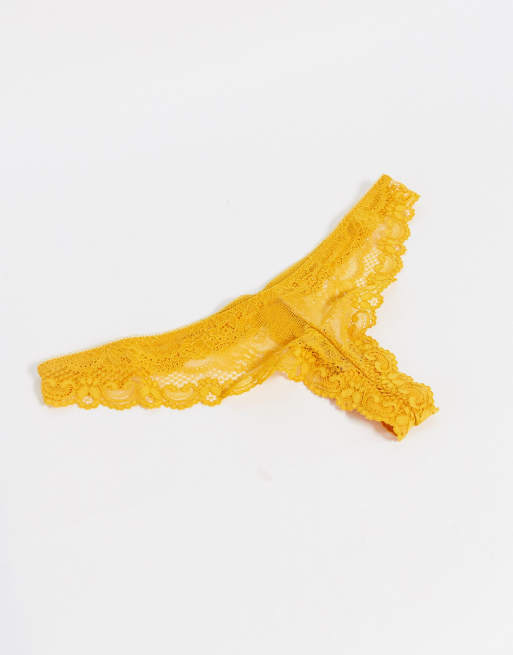 Topshop – String aus Spitze in Orange Sunshine