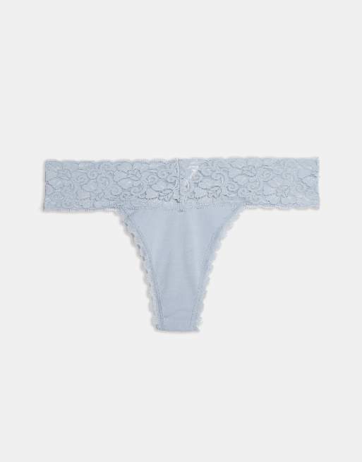 Topshop - String met kanten tailleband in lichtblauw