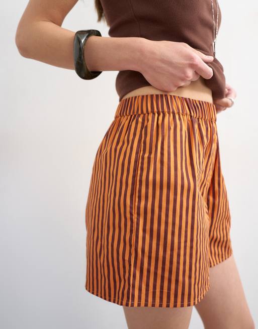 Topshop stripe boxer short in orange, 3 of 5