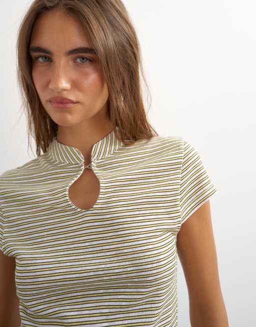Topshop stripe cap sleeve top in blue, 2 of 4