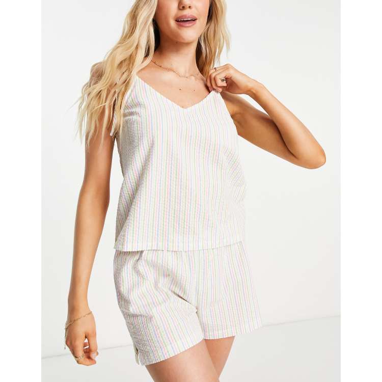 Topshop stripe cotton cami and short pyjama set in multi