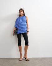Topshop stripe distorted cape top in blue