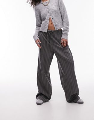 Topshop stripe drawcord waist jogger in grey